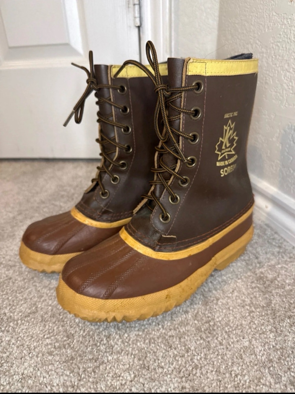Sorel Brown and Black‎ Lace-Up Waterproof Duck Boots